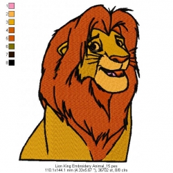 Lion King Embroidery Animal_15